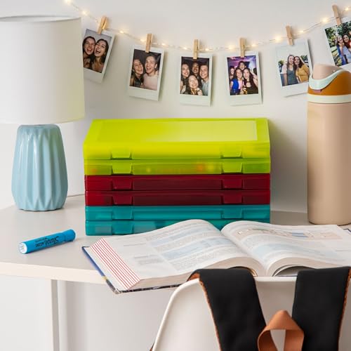 Image of IRIS USA 6-Pack A4 File Box Paper Cases |Made in USA| Fits 8.5 inch x 11 inch Letter Paper, Portable & Stackable - Multi-Color