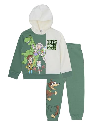 Disney Toy Story Toddler Boys Outfit Set - Two Piece Hoodie Sweatshirt with Buzz Woody and Friends Jogger Pants (Green 5)