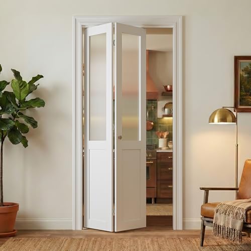 SMARTSTANDARD 24" x 80" Reeded Glass Bifold Closet Doors, Preassembled, MDF by SMARTSTANDARD - Used condition - Image 6