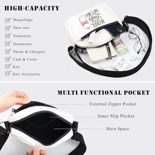 BDPWSS Cat Lover Crossbody Bag Because I'M A Lady That's Why Cats Ladies Gift Magic Kingdom Gift Cat Movie Merchandise4