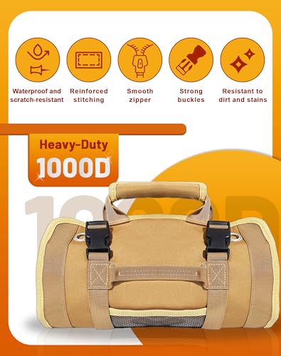 QcoQce Heavy Duty Oxford Tool Roll, Waterproof Durable Tool Bag with 6 Pockets - image 2