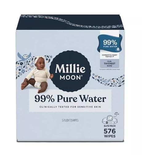 Millie Moon 99% Pure Water Baby Wipe ~ 576 Count