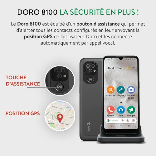 Doro 8100 Plus 4G smartphone senior débloqué avec triple caméra GPS - 4