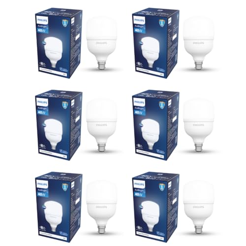 Image of Philips 40-watt LED Bulb Factory Pack | AceBright High Wattage LED Bulb|Base: B22 Light Bulb for Home | Crystal White, Pack of 6