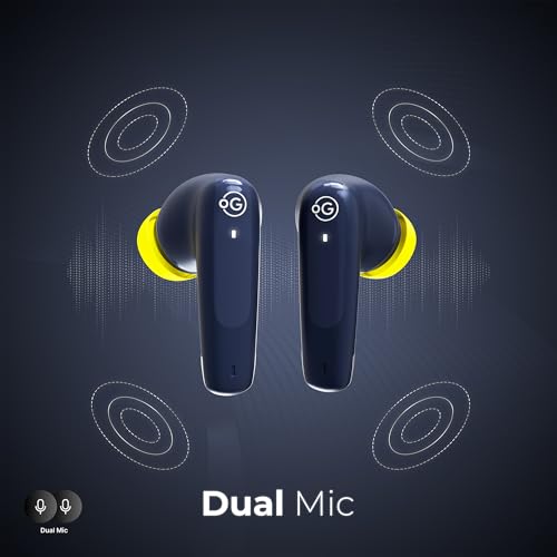 Image of OOGE Wavepods 1 in-Ear Earbuds, 45H Playtime, Dual Silicon Mic, PureTune 12mm Bass Driver,Touch Control,Voice Assistant, Type-C Fast Charging Port, IPX3 Water Resistant (Blue)