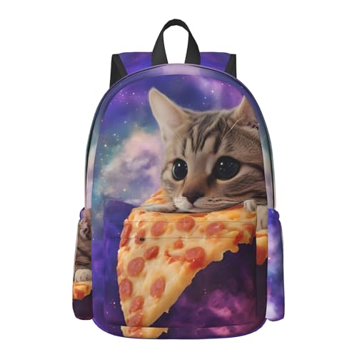 16 inch backpack Funny Galaxy Cat Pizza Laptop Backpack Full Print School Bookbag Shoulder Bag for Travel Daypack