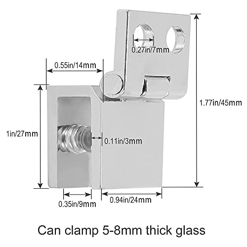 2 Pieces Glass Door Hinges No Drilling Pivot Hinge 0 Degree Zinc Alloy Single Clamp for Bathroom Kitchen Cabinet Shower 5-8mm Thickness - Image 2