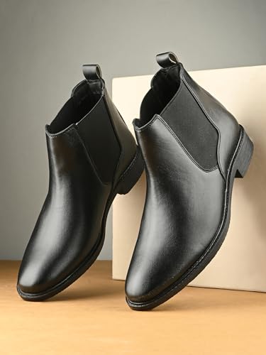 Image of AFROJACK Men's Genuine Leather Chelsea Boots | Stylish & Comfortable Ankle Boots (rd9938)