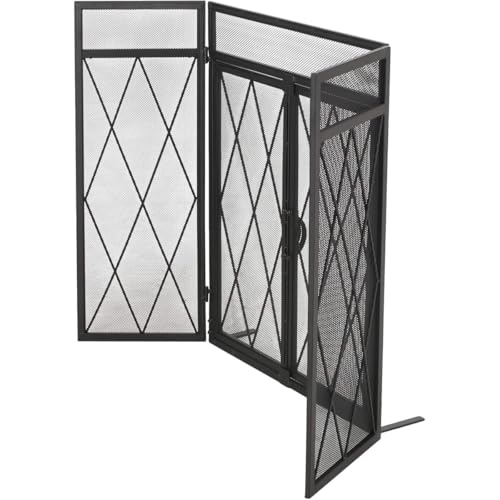 Pantalla para chimenea con puerta de facil acceso y estructura protectora de hierro 8
