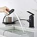 Auralum Robinet Mitigeur Lavabo avec Douchette Extractible, Robinet Mitigeur Salle de Bain Noir, Hauteur du Robinet 187mm