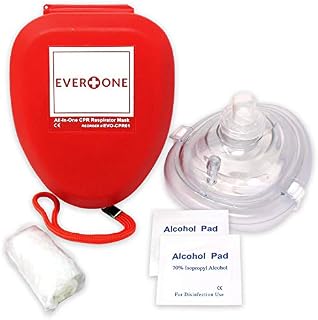 EverOne CPR Rescue Mask, Adult/Child Pocket Resuscitator, Hard Case with Wrist Strap +