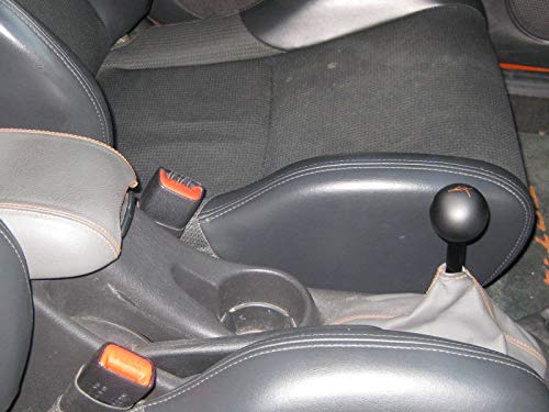 RedlineGoods armrest Cover Compatible with Dodge Neon 2000-05. Tailor Made - not Universal. Genuine top-Grade Italian Black Suede (Alcantara) with Silver Thread