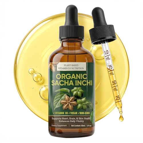 icolorfuled Sacha Inchi Oil Drops - Organic Sacha Inchi Oil Rich in Vitamin D3, Pressed Virgin Inca Nut Oil, 2 fl oz