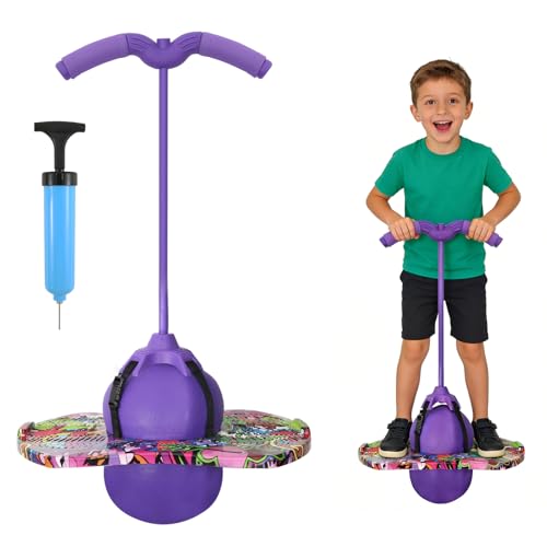 cupeohome Balance Hüpfball Hüpfball Kinder Pogo Stick für Kinder Pogo Ball mit Griffen 90kg Tragkraft zur Gleichgewichtstraining Gewichtsreduktion und Fettverbrennung (Lila)