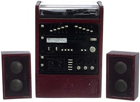 Estéreo de caoba miniatura para casa de muñecas con altavoces