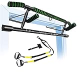 HAKENO Klimmzugstange Türrahmen - Stark belastbare Pull up bar [bis 200 KG]- Inklusive Schlingentrainer Professionelles Trainingsgurt-Set- Fitnessgeräte Für Zuhause Sicheres Einhängen ohne Bohren