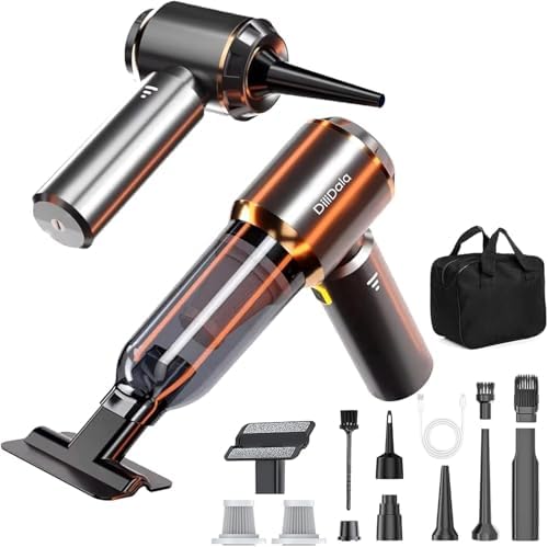DiliDala Handstaubsauger Akku, 28000PA Handstaubsauger Auto Staubsauger Kabellos, Upgrade-Schnellladung, 3-Gang Akku Staubsauger per Auto, Tierhaare, Sofa Reinigung