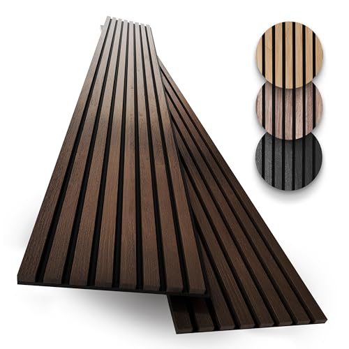 2-Pack Acoustic Wood Slat Panels - Soundproof Wall Paneling for