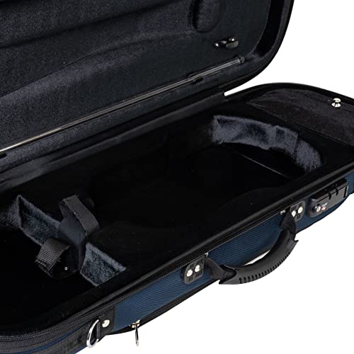 Mi&Vi Foamed Hard, Sturdy, Durable 4/4 Violin Case W/Hygrometer, Carry Straps, Oblong, Violin Strings Container (Blue) #TOP3