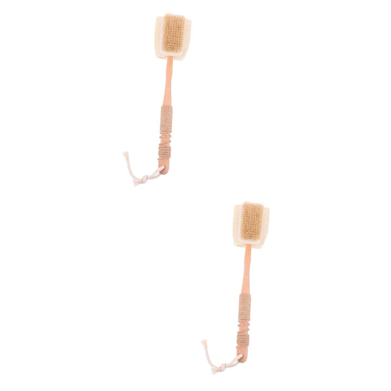 Mobestech 2pezzi Spazzola Da Bagno Esfoliante Con Manico Legno Spazzola Luffa Per Corpo e Schiena Utile Per e Anticellulite Facile Da Pulire e Conservare