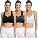 Padded Strappy Sports Bras for Women - Activewear Tops for Yoga Running Fitness Color Black Gray White Size M