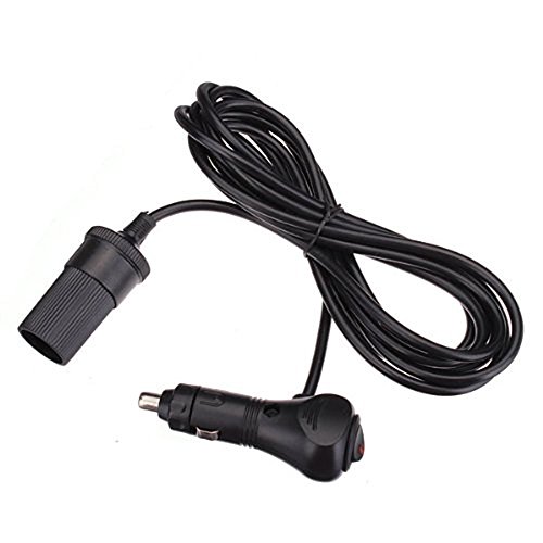 Ninth-City Cigarette Lighter Extension Cord 12V/24V Car Charger Cable Male Plug to Female Socket with 15A Fuse and LED Lights (16.5FT/5M)