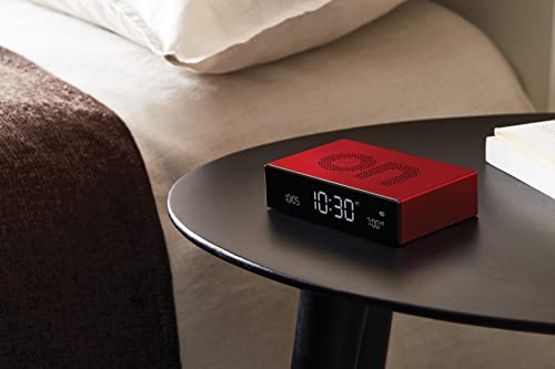 Lexon Flip Premium Digital Alarm Clock - Rechargeable Desk Clock With On/Off Faces - Snooze Function, Pure Va Lcd Display, Touch & Sound Sensor, Aluminum - Red #TOP6
