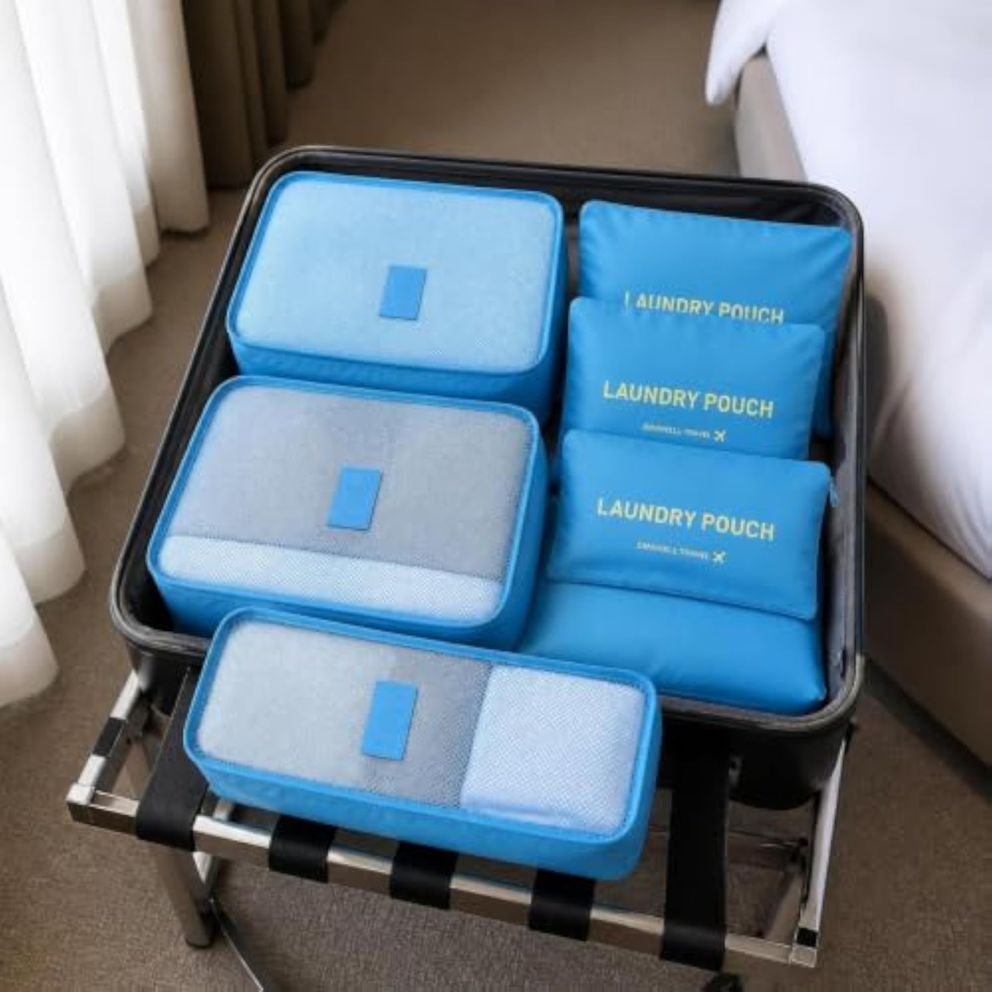 6-Piece Waterproof Travel Packing Cubes Set with Mesh