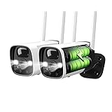 Cámaras de seguridad inalámbricas para exteriores de 2K con foco, cámaras de vigilancia WiFi aliment