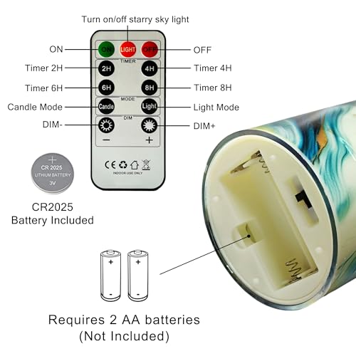 Image of Printed Flameless Candles with String Lights - Set of 3 Battery Operated Candle Flickering Floral LED Pillar Candles with Timer Remote for Home Decor Romantic Ambiance,BG