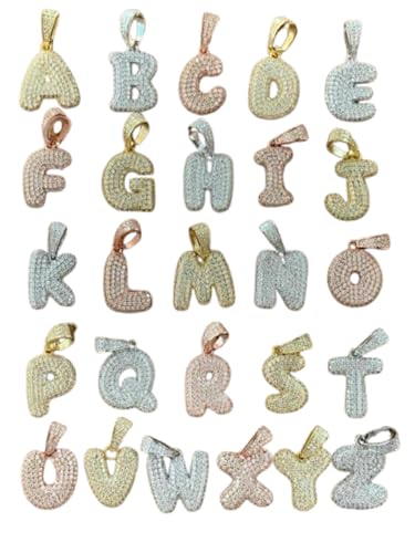 1.15 CT Round Cut D/VVS1 Diamond Unisex Bubble Letter Pendant Initial Alphabet Charm Real 925 Sterling Silver Birthday Special Fine Jewelry (White Gold Plated Sterling Silver, J)