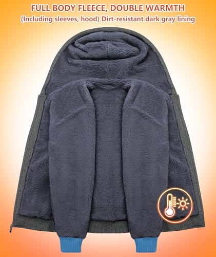 Image of GEEK LIGHTING Men's Fleece-Lined Zip Up Hoodie, Thick Hooded Jacket Winter Warm Athletic Sweatshirt