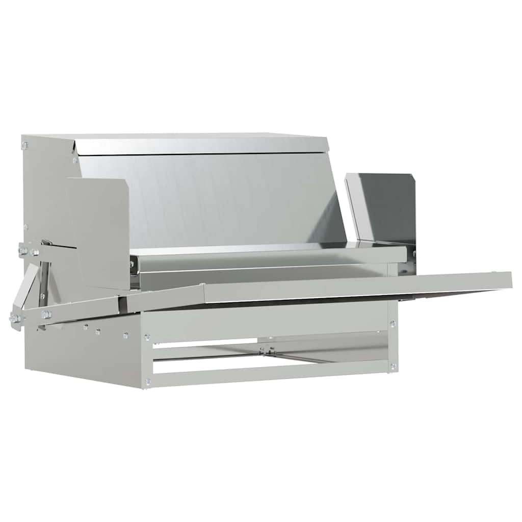 Comedero para gallinas de acero galvanizado, 50 x 40 x 29 cm, resistente a la intemperie, duradero, con pedal de apertura automática, para interiores y exteriores, capacidad de 2 kg, fácil