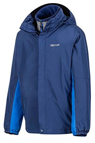 Marmot Northshore Boys' Waterproof Hooded Rain Jacket With Removable Fleece Liner, Arctic Navy/True Blue, Medium #TOP5