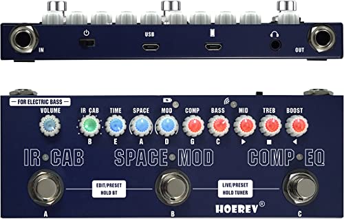 Hoerev Multi Effects Guitar Pedal Delay Reverb Phase Chorus Distortion Overdrive Multi Effects Pedal For Bass Guitar Built-In Battery #TOP6