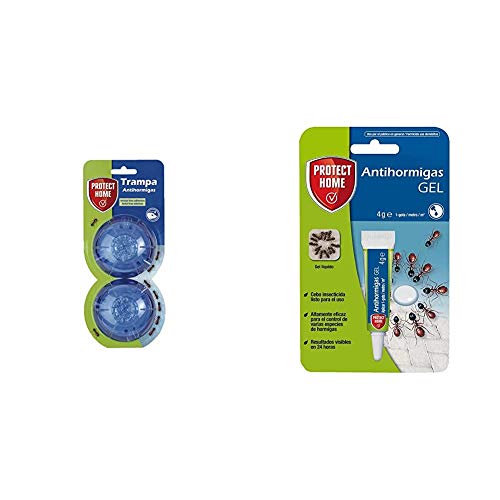 Protect Home Baythion Trampa Antihormigas En Forma de Gel para Interiores y Exteriores, Verde Agua, 2x11.3x26 cm + HOME Antihormigas Cebo en Gel contra Hormigas para Interiores
