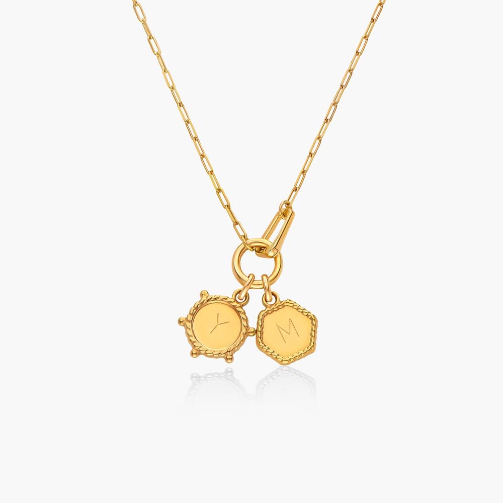 OAK & LUNA - Personalized The Charmer Heirloom Initials Necklace - Diamond Option - Dainty Gift for Her, Women - Custom Designer Jewelry for Christmas, Mother's Day, Valentine's Day