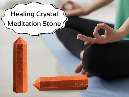 Image of Crystal Heaven Red Goldstone Crystal Tower Obelisk Point For Chakra, Healing And Balancing - Aaa Grade Original Certified Gemstone Agate For Reiki Meditation Yoga Spiritual (3-4 Inches)
