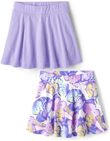 The Children's Place Girls' Pull On Everyday Skorts 2 Pack, Petal Purple/Simply White, Small (5/6)