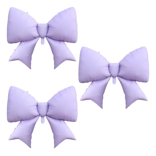 FBQ 3 Pcs Bow Balloon Purple Birthday Theme Butterfly Theme Baby Shower Girls Boy Party Decoration Supplies