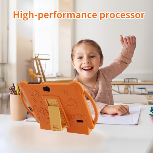 Image of PEICHENG Kids Tablet 7 inch Android 12.0 for Toddler, 4GB RAM 32GB ROM Bluetooth IPS Screen Parental Control Dual Camera Shockproof Case for Educational Games (Orange)