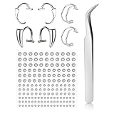 JFORYOU Fake Lip Ring Piercing Vampire Fangs Teeth Ring Fake Nose Ring Hoop Clip on Lip Nose Stud Stick on Fake Eyebrow Piercing Ring Face Piercing Balls