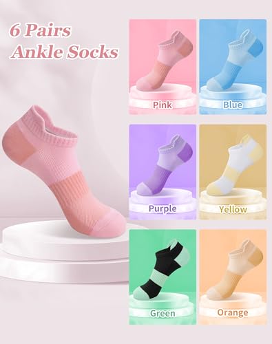 Image of 6 Pairs Ankle Socks for Women - Lightweight Low Cut No Show Casual Cotton Socks Breathable