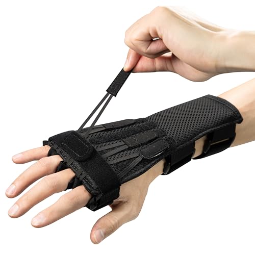 Feamero Radial Nerve Palsy Splint, Adjustable Finger Extension Brace, Lift Elastic Splint for Drop Wrist, Radial Nerve Injury, Mcp Arthroplasty, Crutch Palsy Treatment, Fit Left & Right Hand (Plastic)