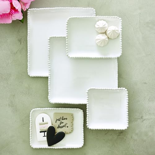 Santa Barbara Design Studio Serving Platter - Rectangular Ceramic Tray with Beaded Rim, 8", White by Santa Barbara Design Studio - Image 3