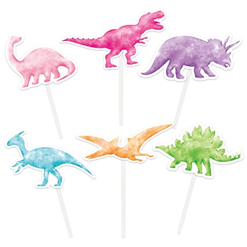 Watercolor Dinosaur Party Cupcake Toppers - 36 Pcs Dinosaur Party Supplies For Girls Kids Birthday Cake Topper Picks Dino Theme Birthday Cake Decorations #TOP24
