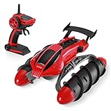 Powerextra Remote Control Boat, 2.4GHz RC Amphibious Boat, Outdoor Waterproof RC Monster with 2 Batteries, 40+ Min Play, Racing Boat for Beginners, Birthday Gifts for Kids Adults