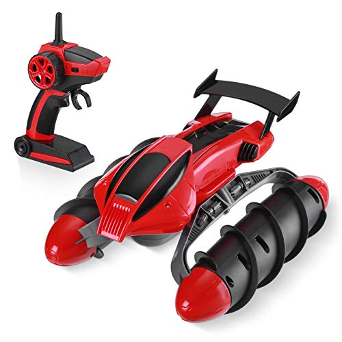 Powerextra Remote Control Boat, 2.4GHz RC Amphibious Boat, Outdoor Waterproof RC Monster with 2 Batteries, 40+ Min Play, Racing Boat for Beginners, Birthday Gifts for Kids Adults