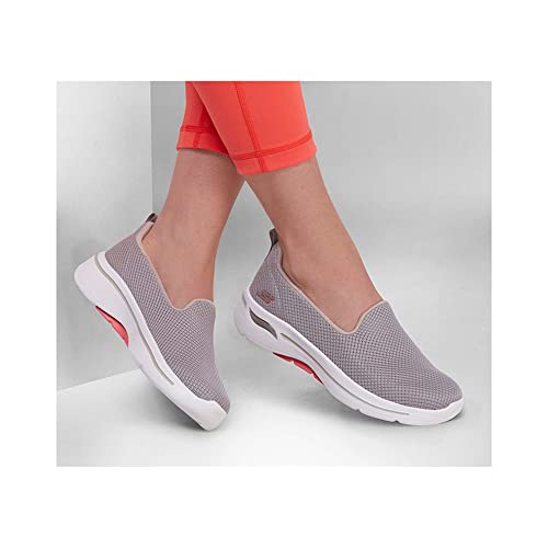 Skechers Women's Go Walk Arch Fit - Grateful, Taupe/Coral, 5
