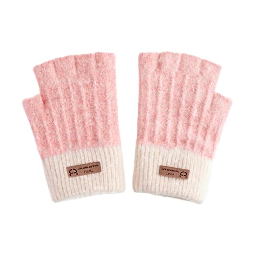 VILITI Fingerlose Handschuhe für Damen, fingerlose Winterhandschuhe, fingerlose Handschuhe, Fäustlinge, Thermo-Strick, Halbfinger, Winter, warme Halbhandschuhe, rose,...